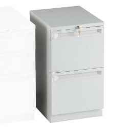 HON® Brigade® 15"W Vertical 2-Drawer Mobile "R" Pull Pedestal Cabinet, Light Gray