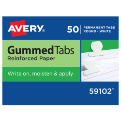 Avery® Gummed Index Tabs, Round, White Paper, Box Of 50