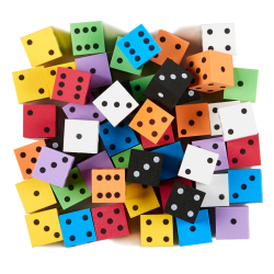 Koplow Games Foam Spot Dice, 1", Assorted Colors, Bag Of 50