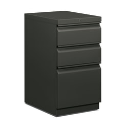 HON® Efficiencies™ 19-7/8"D Vertical 3-Drawer Mobile Pedestal File Cabinet, Charcoal