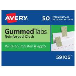 Avery® Gummed Index Tabs, 7/16" x 13/16", Gray, Pack Of 50