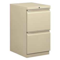 HON® Brigade® 15"W Vertical 2-Drawer Mobile "R" Pull Pedestal Cabinet, Putty