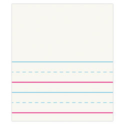 FORAY® Red & Blue Ruled Storybook Paper, Conforms To D'Nealian -- Grade K, 4 1/2" Picture Story Heading, 3/4" Ruling, 3/8" Skip Space, 11" x 8 1/2", Pack of 500 Sheets