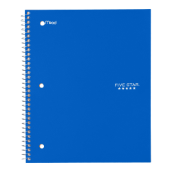 Five Star® Trend Notebook, 2 Pockets, 8" x 10 1/2", 1 Subject, Wide Ruled, 100 Sheets, Assorted Colors (No Color Choice)