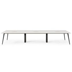 Branch Furniture 144"W 6-Person Computer Desk, White Top/Charcoal Leg