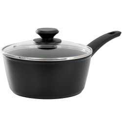 Oster Connelly Textured Aluminum Nonstick Saucepan With Lid, 2.5 Qt, Black