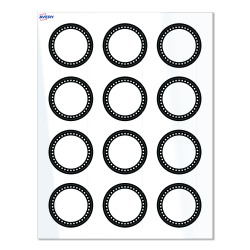Avery® Print-To-The-Edge Labels With Sure Feed® Technology, S00-D26-PRWGP10, Round, 2", Glossy White, Preprinted Black & White Polka Dots Design, Pack Of 120