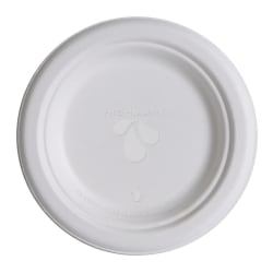 Highmark® ECO Compostable Sugarcane Paper Plates, 6", White, Pack Of 50