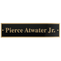 Custom Engraved Black And Gold Metal Desk Sign Replacement For Walnut Desk Bar, 1-3/4" x 7-7/8"