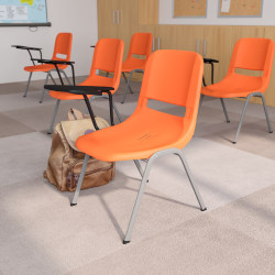 Flash Furniture Ergonomic Shell Chair With Right Handed Flip-Up Tablet Arm, Orange