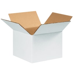 Partners Brand White Corrugated Boxes, 8" x 8" x 6", Pack Of 25