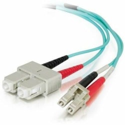C2G 3m LC-SC 50/125 Duplex Multimode OM4 Fiber Cable - Aqua - 10ft - Patch cable - LC multi-mode (M) to SC mult - 01010