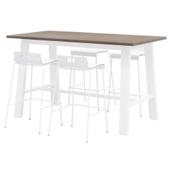 KFI Studios Midtown Bar Height Table With 4 Low Back Bar Stools, Espresso/White
