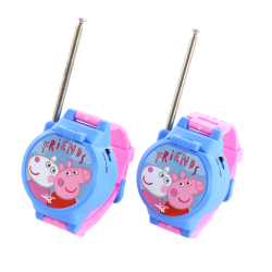 Sakar Peppa Pig 2-Piece Wrist Walkie Talkie Set With Built-In Watch, Pink/Blue