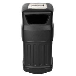 Alpine 16-Gallon Outdoor Commercial Trash Can, Dome Ashtray Lid, Black