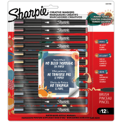 Sharpie Creative Markers, Warm Tones, Water-Based Acrylic Markers, Brush Tip, Assorted Colors, 12 Count