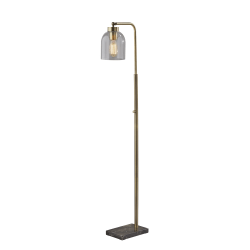 Adesso® Bristol Floor Lamp, 55"H, Brown/Antique Brass/Clear