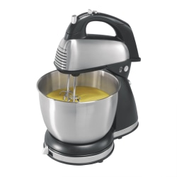 Hamilton Beach Classic Hand & Stand Mixer, 10-1/2"H x 16"W x 23"D, Black/Silver