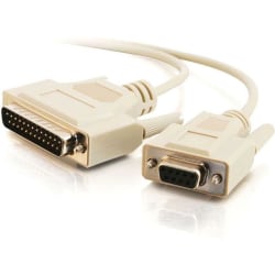 C2G 6ft DB25 Male to DB9 Female Null Modem Cable - DB-25 Male - DB-9 Female - 6ft - Beige