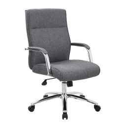 Boss Office Products Modern Executive Conference Ergonomic Chair, Linen Fabric, Slate Gray/Chrome
