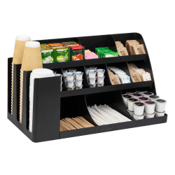 Mind Reader 14-Compartment/3-Tier Coffee Cup And Condiment Countertop Organizer, 12-1/2"H x 11-1/2"W x 24"L, Black