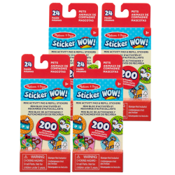 Melissa & Doug Sticker WOW! Mini Activity Pad with Refill Stickers, Pets, 200 Stickers Per Set, 4 Sets