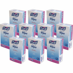 PURELL® On-the-go Sanitizing Hand Wipes - Ethyl Alcohol - Safe, Alcohol Based - For Hand - 100 Quantity Per Box - 1000 / Carton