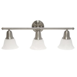 Lalia Home Essentix 3-Light Wall Mounted Vanity Light Fixture, 26-1/2"W, Alabaster White/Brushed Nickel