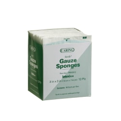 Medline Caring Sterile Woven Gauze Sponges, 12-Ply, 3" x 3", Case Of 30