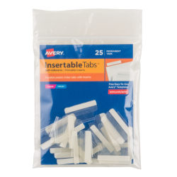 Avery® Insertable Self-Adhesive Index Tabs With Printable Inserts, 1", Clear, Pack Of 25