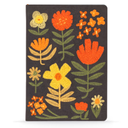 Denik Embroidered Journal Notebook, 8-1/2" x 9-1/2", Ruled, Chunky Flowers