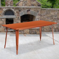 Flash Furniture Commercial Grade Indoor/Outdoor Metal Table, 29-1/2"H x 31-1/2"W x 63"D, Copper
