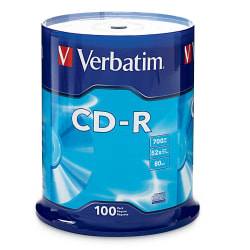Verbatim® CD-R Recordable Media, Spindle, 700MB/80 Minutes, Pack Of 100