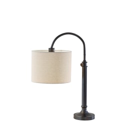 Adesso Simpleee Barton Task Table Lamp, Adjustable, 32"H, Oatmeal Linen Shade/Antique Bronze Base