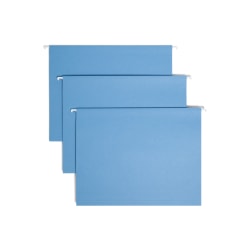 Smead® Hanging File Folders, 1/5-Cut Adjustable Tab, Letter Size, Blue, Box Of 25