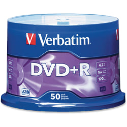 Verbatim® DVD+R Recordable Media Spindle, no valueGB/no value Minutes, Pack Of no value