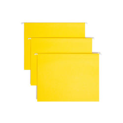 Smead® Hanging File Folders, 1/5-Cut Adjustable Tab, Letter Size, Yellow, Box Of 25