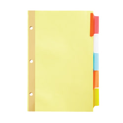 Office Depot® Brand Mini Insertable Dividers With Tabs, 5 1/2" x 8 1/2", Assorted Colors, 5-Tab