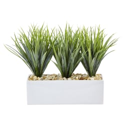 Nearly Natural Vanilla Grass 12"H Artificial Plant With Rectangular Planter, 12"H x 17"W x 8"D, Green