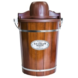 Nostalgia Electrics 6-Qt Wood Bucket Ice Cream Maker, Woodgrain
