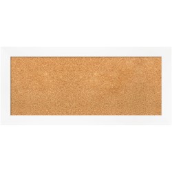 Amanti Art Rectangular Non-Magnetic Cork Bulletin Board, Natural, 33" x 15", Cabinet White Narrow Plastic Frame