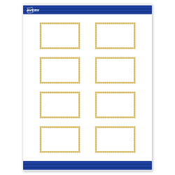 Avery® Print-To-The-Edge Tags With Sure Feed® Technology, S00-DJG-PRMWT10, Rectangle, 2" x 3", Matte White, Preprinted Gold Beads Design, Pack Of 80