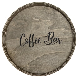 Elegant Designs Decorative Round Serving Tray, 1-11/16"H x 13-3/4"W x 13-3/4"D, Rustic Gray Wash Coffee Bar