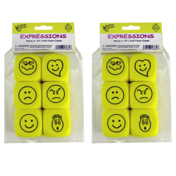 Koplow Games Foam Expressions Dice, 6 Per Pack, Set Of 2 Packs