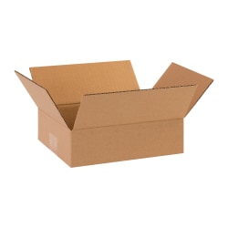 Partners Brand Flat Corrugated Boxes, 10" x 8" x 3", Kraft, Pack Of 25