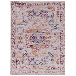 Linon Washable Area Rug, 5' x 7', Treville Pink/Gold