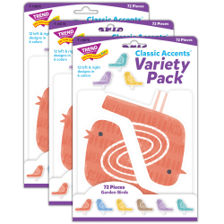 Trend Classic Accents, Garden Birds, 72 Accents Per Pack, Bundle Of 3 Packs