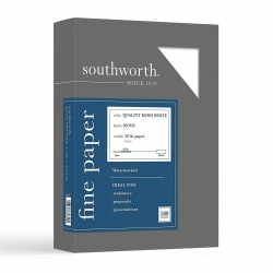 Southworth® 31-620-10 Inkjet Or Laser Bond Paper, 1 Ream, Letter Size, White, Ream Of 500 Sheets, 20 Lb