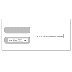 ComplyRight Double-Window Envelopes For W-2 (5210/5211) Tax Forms, 3-7/8" x 8-1/2", Moisture-Seal, White, Pack Of 100 Envelopes