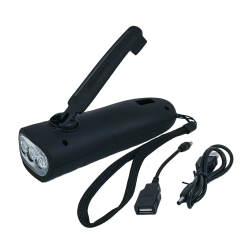 Flip Crank 20-Lumen LED Rechargeable Radio Flashlight, 1-1/4" x 2-3/16", Black